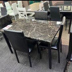 4 Chairs Marble Top Dining Table 