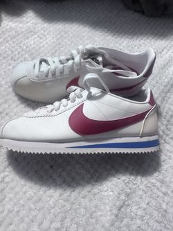 Nike Cortes  White with Blue/ Red 