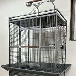 Extra Large 32” X 23” X 67”H Play Top Perch Stand Parrot Bird Cage On Wheels 