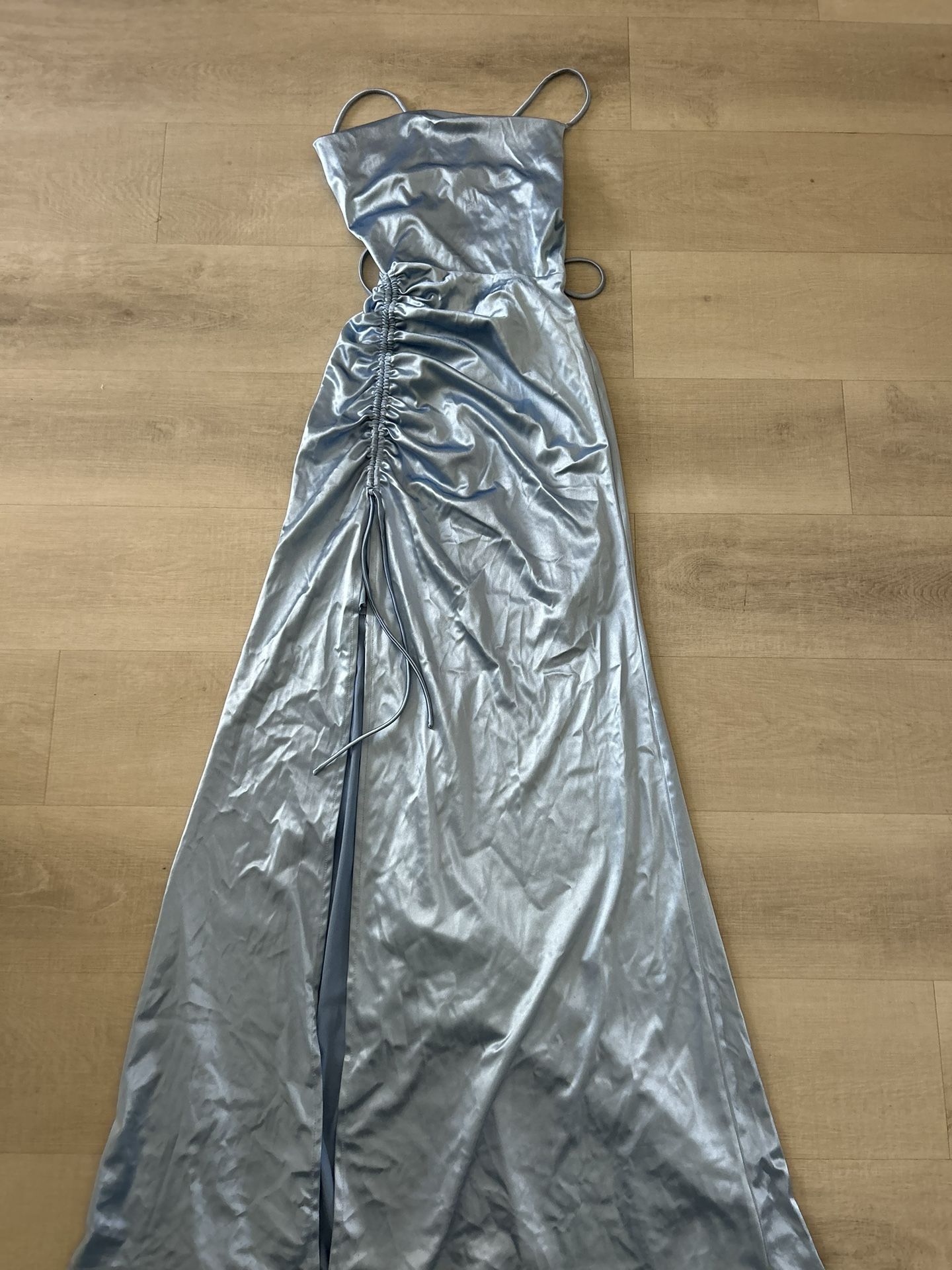 Baby Blue Satin Prom Dress Size S