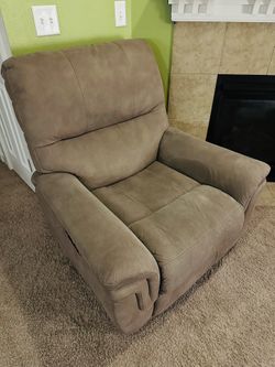 Beige Microfiber/Suede Recliner
