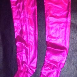 New- Hot Pink Shiny Opaque Thigh High Tights Medium
