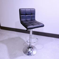 Black Adjustable Leather Bar Stool By Powell