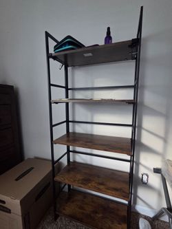 Vintage Multifunctional Folding Bookshelf, No-Assembly Plant Stand Storage Rack Shelves for Home Office (Fire, 5-Tier)