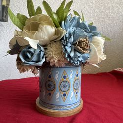 Artisan Everlasting Wood-carving Flower Bouquet Pot 