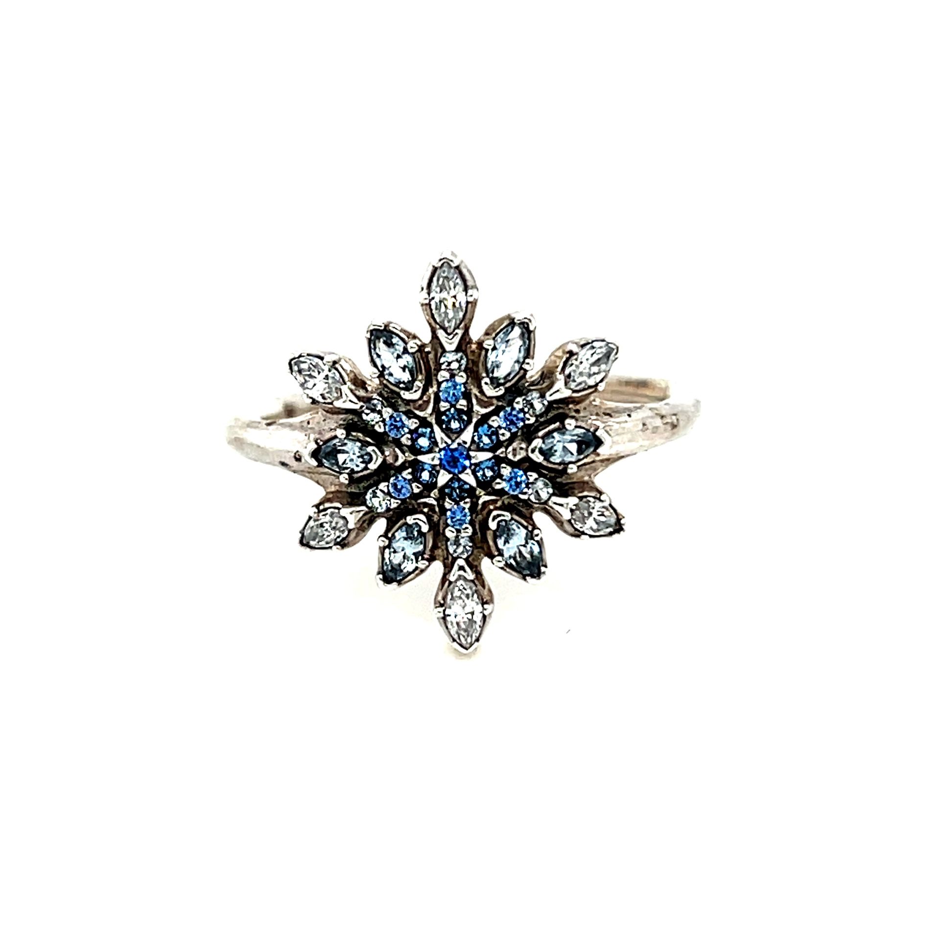 Pandora Blue/White Cz Snowflake Ring