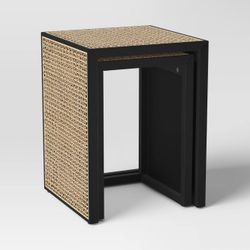 Nesting Accent Table Black/Natural (KD) - Threshold™: Pine Frame, Square End Table, 24" High