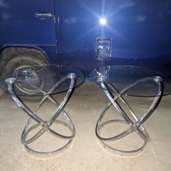 Postmodern glass top side tables