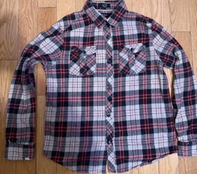 VINTAGE DISTRESSED TIMBER RUN LINED FLANNEL SHIRT SIZE L