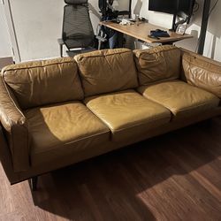 Brown Leather Couch - Must Sell By Jan 25