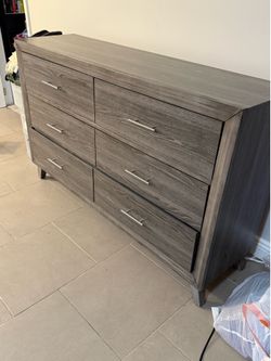 Gray colored 6 drawers Bedroom Dresser