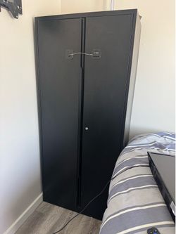 IKEA Black Wardrobe Closet with Shelves & Hanging Rod