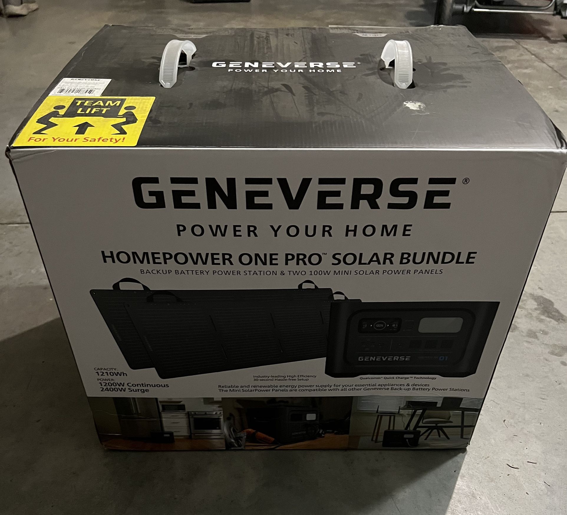 “NEW” GENEVERSE BATTERY POWERED GENERATOR WITH 2 SOLAR PANELS