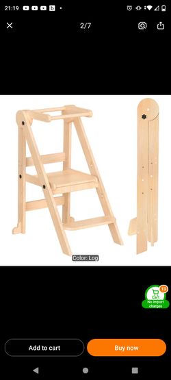 Children safe foldable wooden step stool  - adjustable height Montessori style tool
