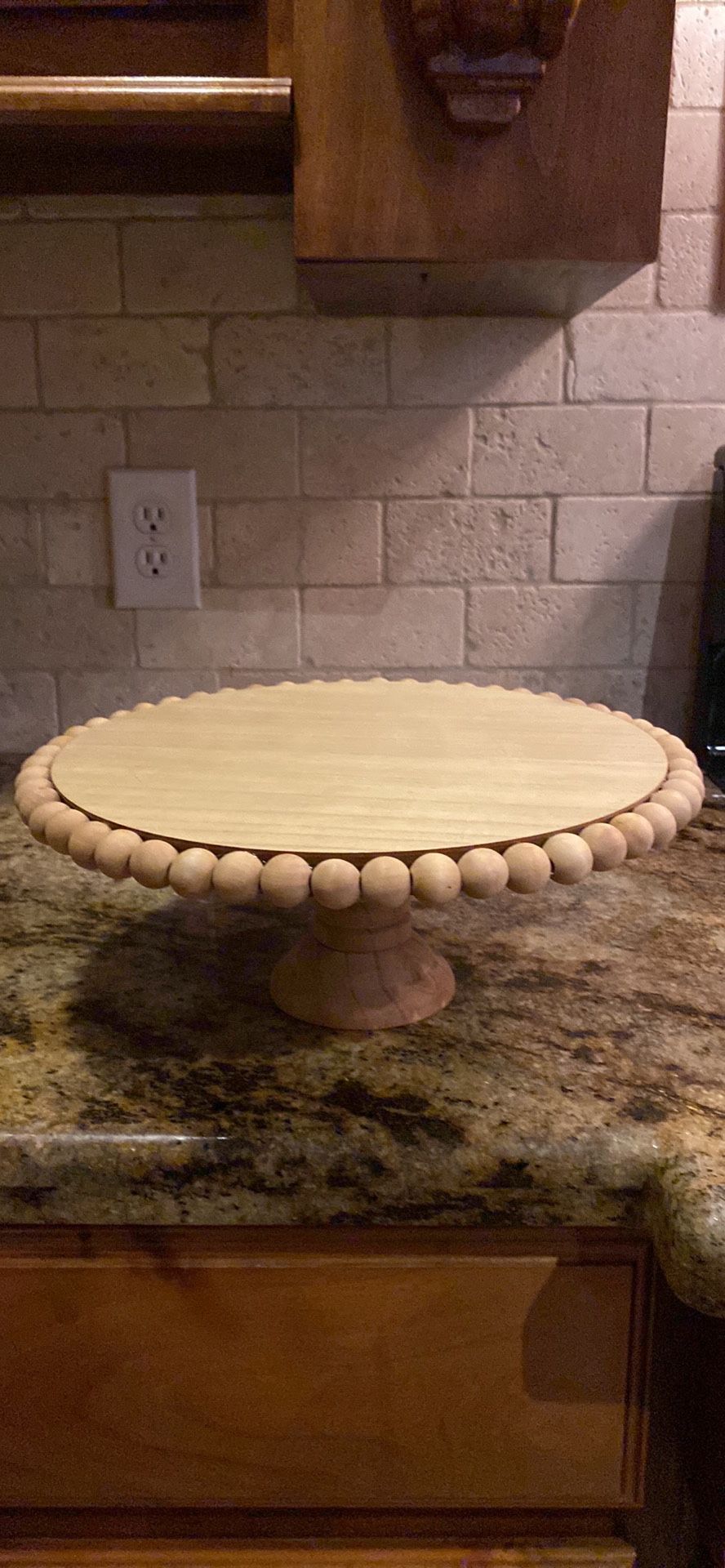 New Beaded Edge Wood Cake Stand-FIRM