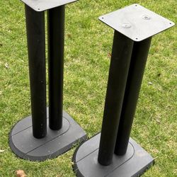 2qty  25” Tall Heavy Black Metal Speaker Stands 
