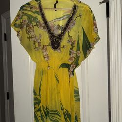 Mushka By Sienna Rose Women’s Sheer Yellow Floral XL Top 