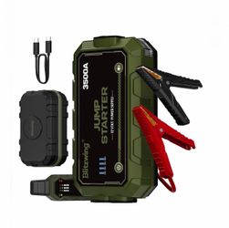 Portable Car Jump Starter, 12V Battery Booster Jumper Cables, USB Charger Power Bank, Jump Box 3500 Amp, Emergency Flashlight, Motorcycle Truck SUV