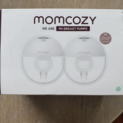 Momcozy Hands-Free M5 Portable Electric Breast Pump, Double-Sealed Flange with 3 Modes & 9 Levels, 2 Pack, Mint color.