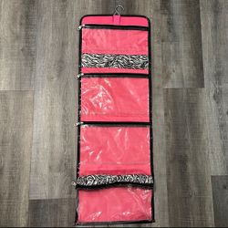 Large Zebra Print Hanging Roll Up Travel Toiletry Bag