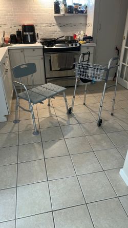 Walker and shower bench