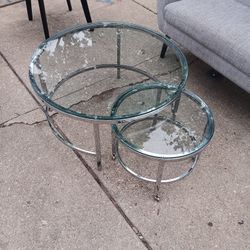 Nesting Coffee Table Excellent Condition Chrome and Glass.