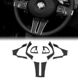 JUPIZEUS Carbon Fiber, Compatible With BMW Accessories, Car Steering Wheel Button Frame Sticker For BMW Z4 E85 E86 2003 2004 2005 2006 2007 2008, Auto