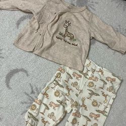 Kidgets Baby Boy/Girl Safari Outfit - 2pc Giraffe Set - Size 3/6 Months