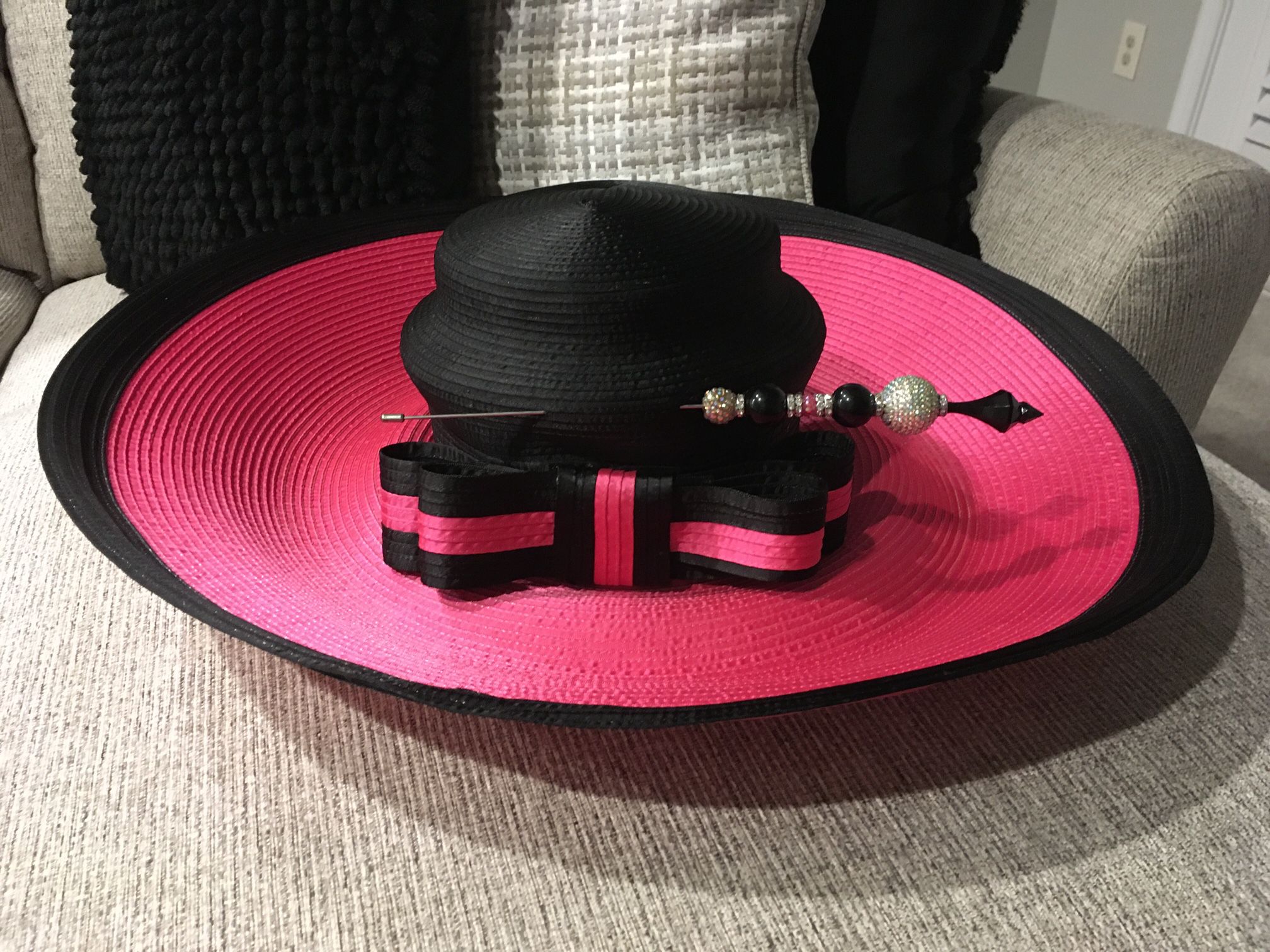 Black And Pink Church Hat