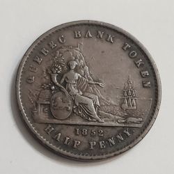1852 Canada Half Penny Antique Coin