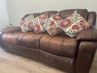 Free Brown Leather Reclining Sofa