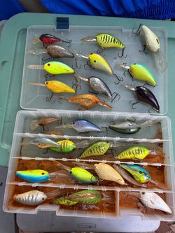 Lot of Crankbait Fishing Lures with Tackle Boxes