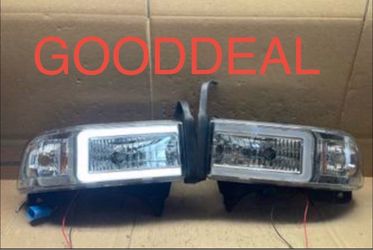 #OH143 94-02 Dodge Ram Chrome LED Bar Halogen Headlight Pair