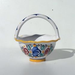 Vintage Modra Slov Ludova Majolica Pottery Basket Bowl ceramic glass candy dish flower floral