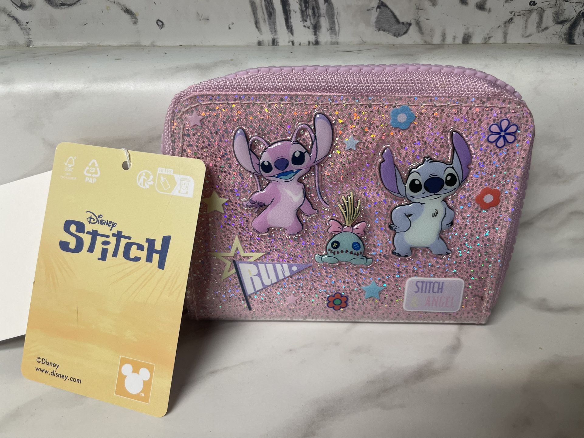 Zara x Disney Stitch & Angel Glitter Zip Wallet β New w/ Tags