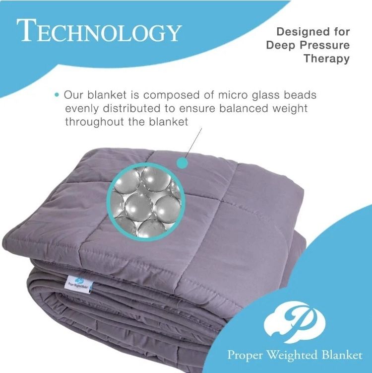 Proper Weighted Gray Blanket Queen Size 60-Inch x 80-Inch for Adults 20 pounds
