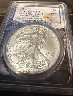 2021 American Silver Eagle PCGS MS70 First Day of Issue