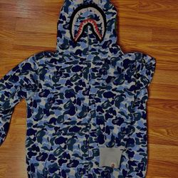 Zip up Bape hoodie Blue