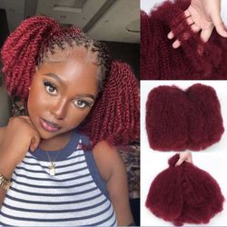 Afro Kinky Bulk Blend Human Hair 18 Inch 100 Gram Afro Kinky-Curly Blend Hair Bulk for Mini Twist Dreadlock Extensions Micro Locs Repair Soft 4C Curly