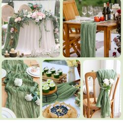 10 Sage Cheese Cloth Table Runners 9ft