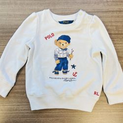 Polo Ralph Lauren Girl’s Painter Bear Fleece Sweatshirt Cotton Size 3