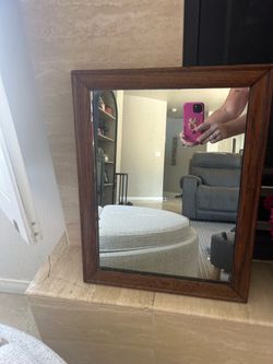Antique 1912 Wood Framed Wall Mirror
