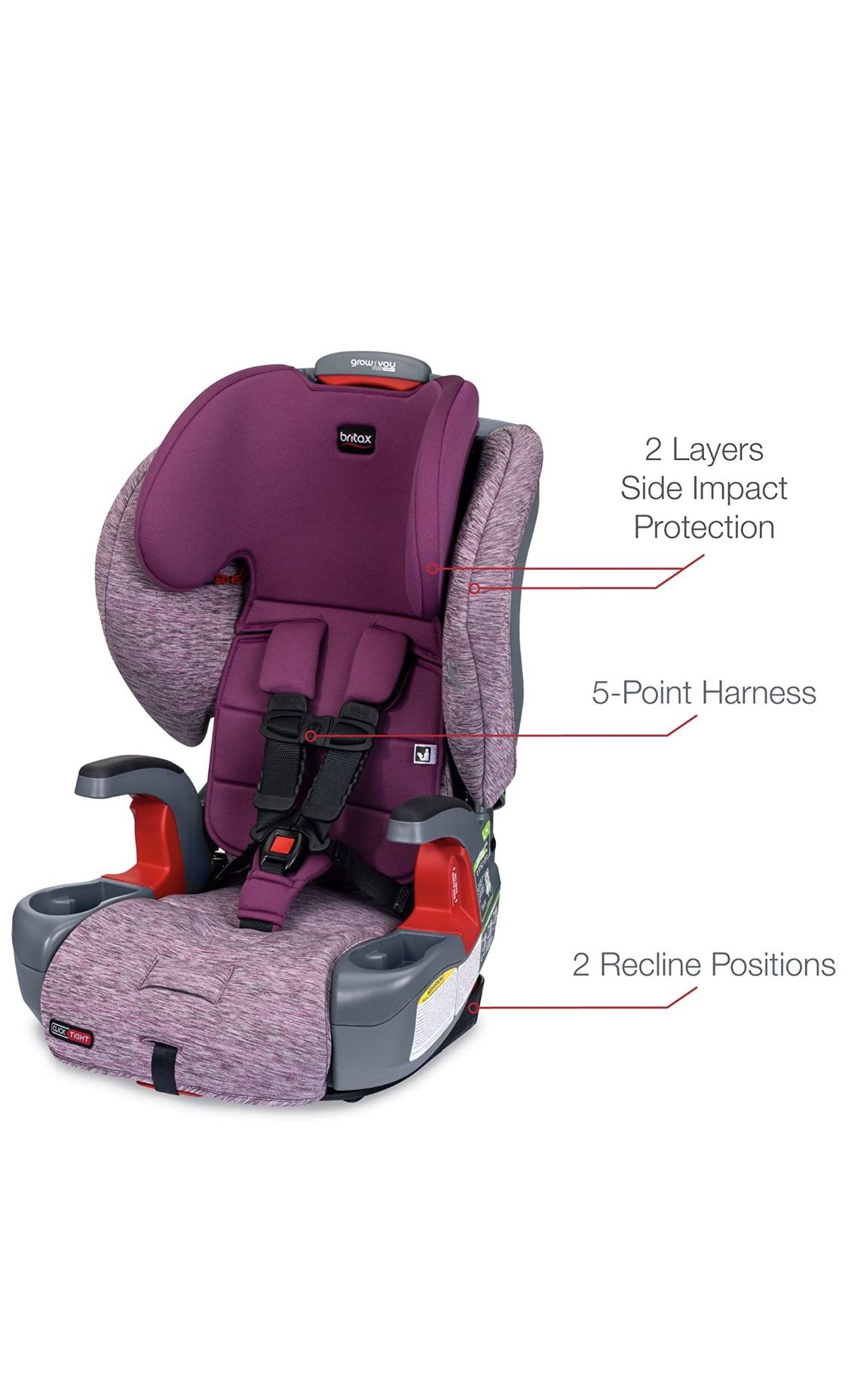 Britax Grow with You ClickTight Harness-2-Booster Car Seat in Mulberry Purple