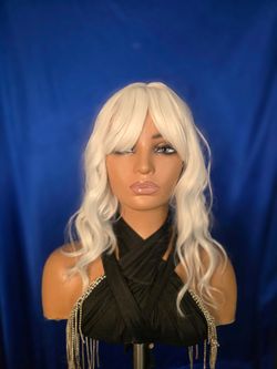 White blonde synthetic hair wig new  12"