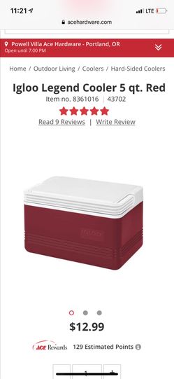 Igloo legend cooler ice chest 5 qt red