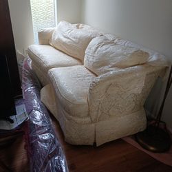 Cream Colored Silk Sofa