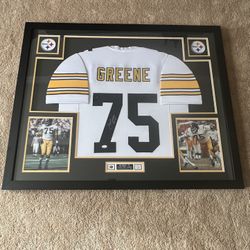 Pittsburgh Steelers Joe Greene Autographed Framed Jersey JSA Authentication 