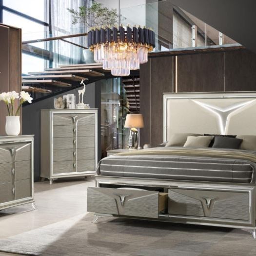 New Samantha Queen Size Olive Silver 5pc Complete Bedroom Set Special 