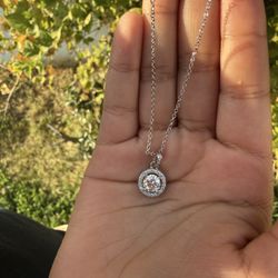 ✨ Halo Moissanite Necklace – GRA Certified ✨
