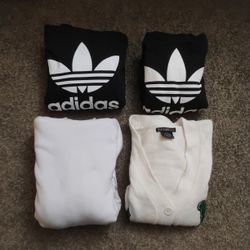 4 For 1-2 Adidas Hooded Sweaters, 1 White Hooded Sweater, And 1 Sweater Size Juniors Small